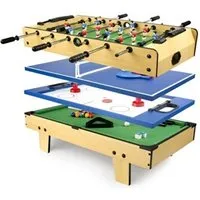 autres jeux d'éveil leomark table de jeu 4 en 1 baby-foot, billard tennis de table, hockey