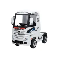 véhicule électrique pour enfant mercedes camion electrique benz 35w pour enfant - 129 x 53 x 102 cm - avec télécommande parentale - blanc
