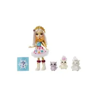 figurine de collection enchantimals coffret famille avec mini-poupée odele hibou, 3 figurines animales et accessoires surprises