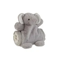 doudou generique peluche & couverture enfant eléphant 24cm gris
