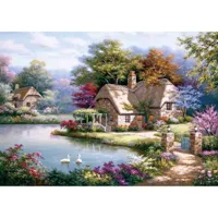 puzzle 1500 piã¨ces : le cottage aux cygnes, sung kim
