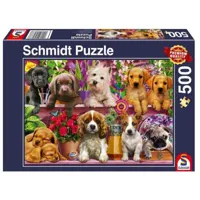 puzzle 500 pieces : chien sur etagere