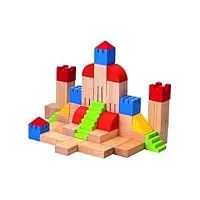 plan toys - jeu de construction - assortiment de blocs en bois spécial château