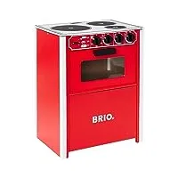 brio - 31355 - cuisinière rouge - jeu d'imitation - cuisine en bois fsc pour enfants - design scandinave ultra réaliste - pour filles et garcons à partir de 3 ans