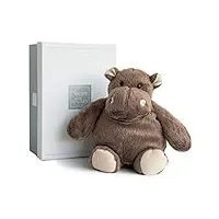 histoire d'ours - peluche hippopotame - collection dans la savane - 23 cm - marron - idée cadeau doudou bébé & enfants filles ou garçons - hippo tout doux - boite cadeau - ho1058