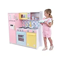 kidkraft grande cuisine enfant pastel en bois incluant accessoires et ustensiles, dinette avec téléphone, jeu d'imitation, jouet enfant dès 3 ans, 53181
