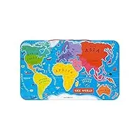 janod wooden magnetic world map puzzle - 92 magnetic pieces - 70 x 43 cm - english version - educational game from 7 years old, j05504