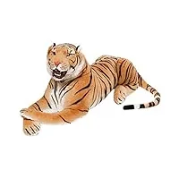 brubaker tigre rugissant - peluche avec dents marron 130 cm - peluche couchée réaliste jouet en peluche - roi de la jungle