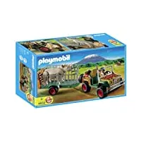 playmobil - 4832 - jeu de construction - véhicule de safari avec rhinocéros