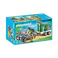 playmobil - 4855 - jeu de construction - véhicule de zoo avec remorque