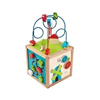 kidkraft cube d'activité bébé en bois, centre éducatif avec labyrinthe de perles et tri, jouets d'activité et de développement, jeux educatif enfant 1 ans, 63243