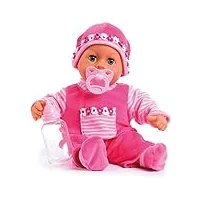 bayer design 93825aa, poupon bébé premiers mots, poupée parlante, interactive, avec sons de bébé, rose, 38 cm