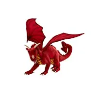 hansa - peluche dragon rouge 38cmh/70cml