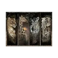 bits and pieces - 3000 piece jigsaw - puzzle pride of africa by artist ruane manning - african jungle animals: lions, giraffes, elephants and zebras - 3000 pc jigsaw