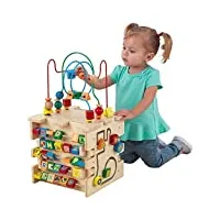 kidkraft cube d'activité bébé deluxe en bois, centre éducatif avec labyrinthe de perles et tri, jouets d'activité et de développement, jeux educatif enfant 1 ans, 63298