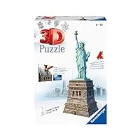 ravensburger - puzzle 3d building - statue de la liberté - a partir de 8 ans - 108 pièces numérotées à assembler sans colle - accessoires de finition inclus - 12584