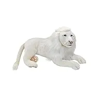 hansa - peluche lion blanc couché 65cml