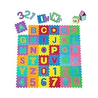tectake tapis de jeu puzzle mousse souple alphabets & chiffres env. 189 x 189 cm