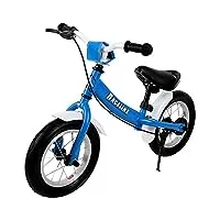 draisienne enfant bleu réglable en hauteur guidon 2-5 ans 12 pouces vélo d'apprentissage vélo sans pédales jouet plein air