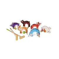 janod - jeu de croquet en bois animaux de la forêt - jeu de plein air - dès 3 ans j03207, multicolore