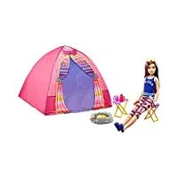 barbie famille et animaux - barbie-poupée avec tente et accessoires