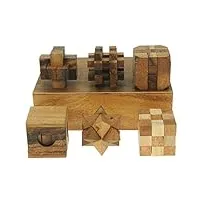 casse-tête en bois 3d de namesakes® (x6) - jeux de réflexion sur le iq - défi de table original - cadeau amusant pour les adultes et les enfants - boîte cadeau en bois massif !