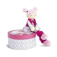 doudou et compagnie - poupée chiffon fille - poupée tissu jeanne - 40 cm - rose - jolie boîte cadeau - demoiselle wiiizzz - dc3137