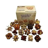 chonor 18 pièces 3d puzzle casse-tête en bois #1 - classique iq test brain teaser puzzle Éducatif jouet jeu jigsaw pour enfants et adultes - parfait pour l'idée de cadeau et la décoration à la maison