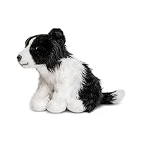 uni-toys - border collie noir et blanc assis (sans laisse) - 26 cm (hauteur) - chien en peluche - peluche, doudou