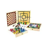 jeujura - 11855- jeux de société-coffret en bois 100 jeux