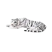 te-trend peluche tigre blanc xxl - peluche - chat couché - grand chat - figurine décorative - jouet - 70 cm - multicolore
