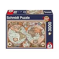 schmidt spiele- carte du monde antique, puzzle de 3000 pièces, 58328, coloré