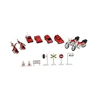 com-four® 15-pieces ensemble de voitures miniatures - mini véhicules de pompiers pour le jeu et la collecte - voitures miniatures et motos avec accessoires (15 pièces - service d'incendie)