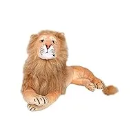 te-trend lion doudou xxl - peluche couché - grand chat prédateur - lion - décoration - cadeau - 70 cm - marron