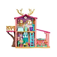 enchantimals coffret la maison de danessa biche, mini-poupée et figurine animale sprint à un étage, avec 4 pièces et accessoires, jouet enfant, frh50