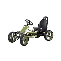 homcom vélo et véhicule pour enfants kart à pédales siège réglable frein manuel roues ar eva acier vert noir