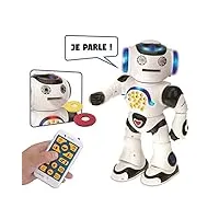 lexibook powerman - robot éducatif interactif pour jouer et apprendre, danse, joue de la musique, quiz Éducatifs, lance des disques, blanc/noir - rob50fr
