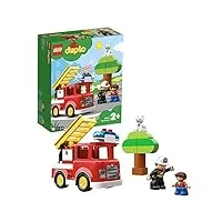 lego 10901 duplo town le camion de pompiers jouet pour enfants 2-5 ans avec son, lumière et figurine de pompier