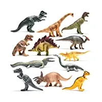 prextex assortiment de 12 grands dinosaures figurines réalistes - dinosaure jouet 25 cm en plastique t-rex et autres familles de dinosaures creatures préhistoriques, cadeau enfants
