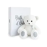 histoire d'ours - peluche ours - blanc - 40 cm - collection calin'ours - peluche ourson mignonne et douce - avec boite cadeau pour offrir dès la naissance à bébé - garantie doudou perdu - ho2810