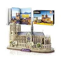 cubicfun puzzle 3d de notre-dame de paris kits de modèle architectural de l'église gothique, 128 pièces