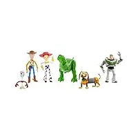 mattel disney pixar toy story pack 6 figurines articulées toy story 4, road trip de 6 personnages : woody, buzz, rex, zig zag, jessie et forky, jouet enfant, dès 3 ans, gdl54
