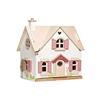 tender leaf maison de poupée: chalet 'cottontail' 44x33,2x47,5cm, un chalet de campagne avec un ensemble de meubles (poupées sont vendus séparément), en bois, en boîte 43x12,8x46cm, 3+