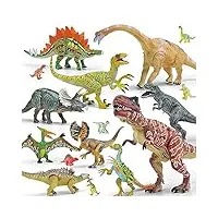 gizmovine dinosaure jouet pour enfants, 20 pcs figurines de dinosaures pour garçons, ensemble cadeau enfant de jouets dinosaures avec mâchoires mobiles incluant t-rex, triceratops, velociraptor