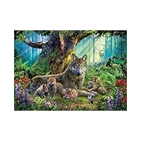 ravensburger - puzzle adulte - puzzle 1000 p - famille de loups dans la forêt - 15987