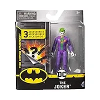 dc comics, batman, figurine articulée the joker de 10 cm avec 3 accessoires mystère, mission 1