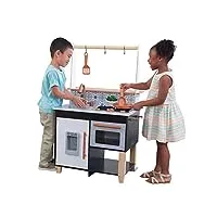 kidkraft cuisine enfant en bois artisan, dinette incluant accessoires, ustensiles, distributeur de glaçons, jeu d'imitation, jouet enfant dès 3 ans, 53441