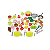 jouets ecoiffier - 2657 - boite alimentation : 50 pièces dont des aliments et ustensiles de cuisine - jeu d'imitation - dès 18 mois - fabriqué en france