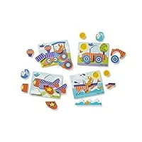 melissa & doug - first play lot de 4 puzzles à grosses pièces des véhicules pour enfants d’âge pré-scolaire, 25 x 19 cm (chaque puzzle)
