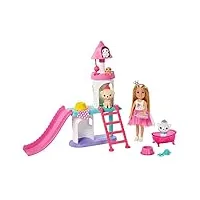 barbie princess adventure coffret soin des animaux avec mini-poupée chelsea blonde, 4 figurines animaux et accessoires, jouet pour enfant, gml73